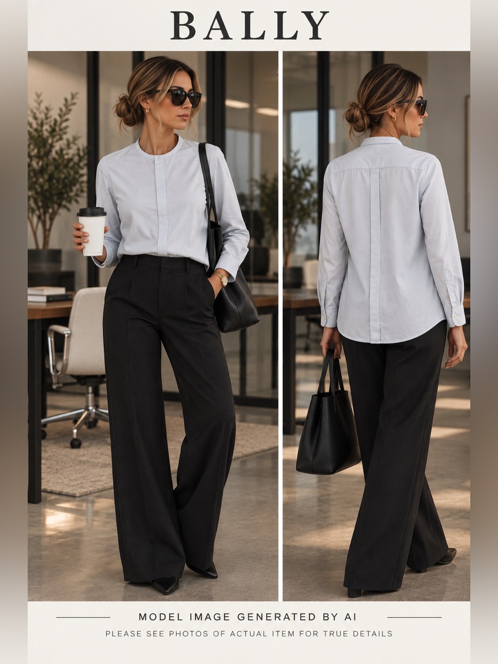 Bally Button Up Long Sleeve Tunic Shirt Blouse Minimalist Quiet Luxury Designer